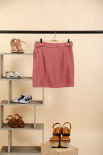 Buckle solid linen mini skirt