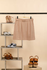 Buckle solid linen mini skirt