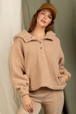 Casual hooded solid fleece top