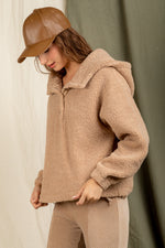 Casual hooded solid fleece top