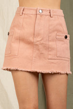 Solid cotton cargo mini skirt