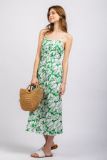 Tropical print sleeveless midi dress