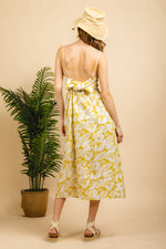Tropical print sleeveless midi dress