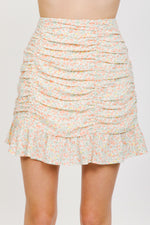 Ruched detail floral printed mini skirt