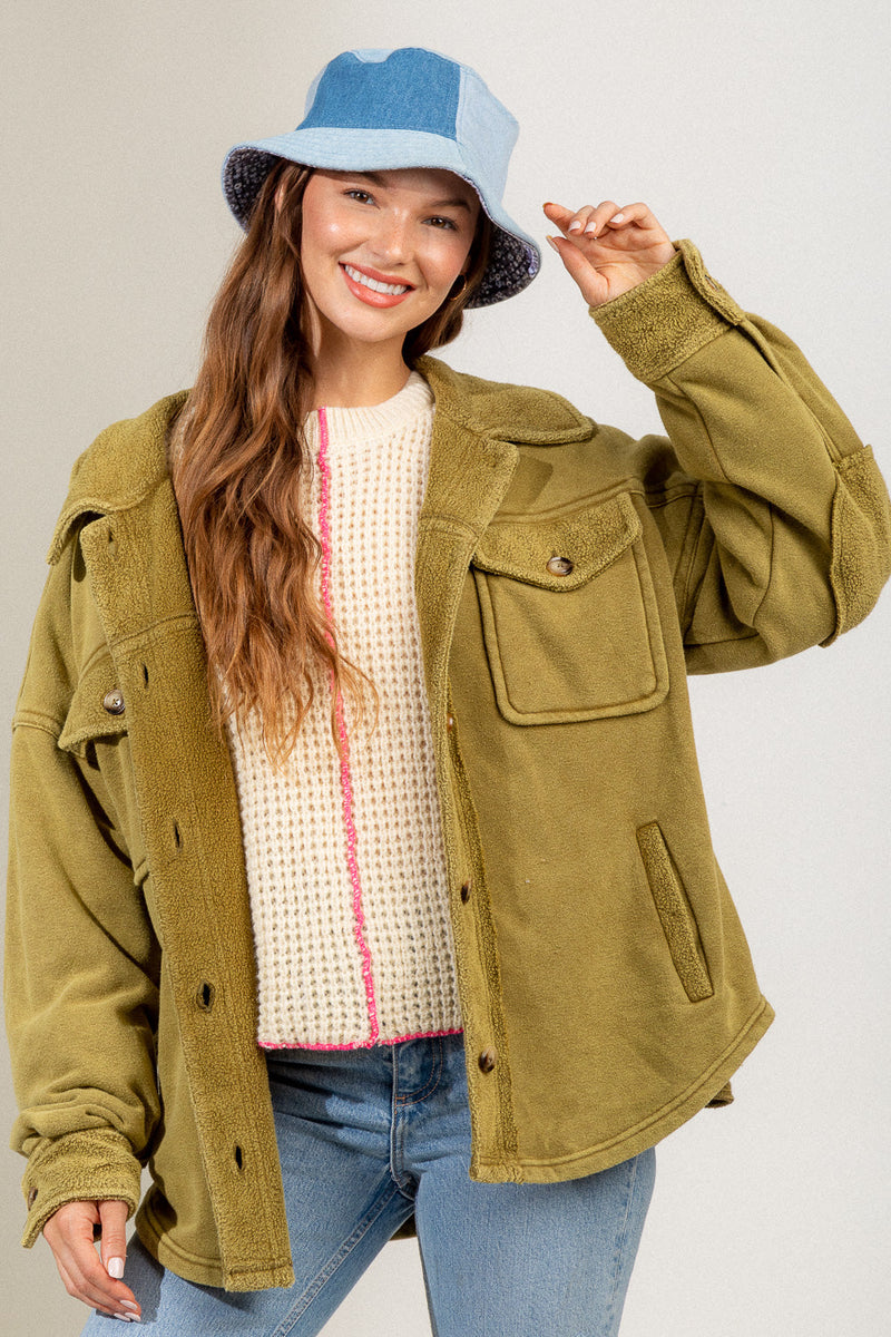 Button down collared soft cozy jacket