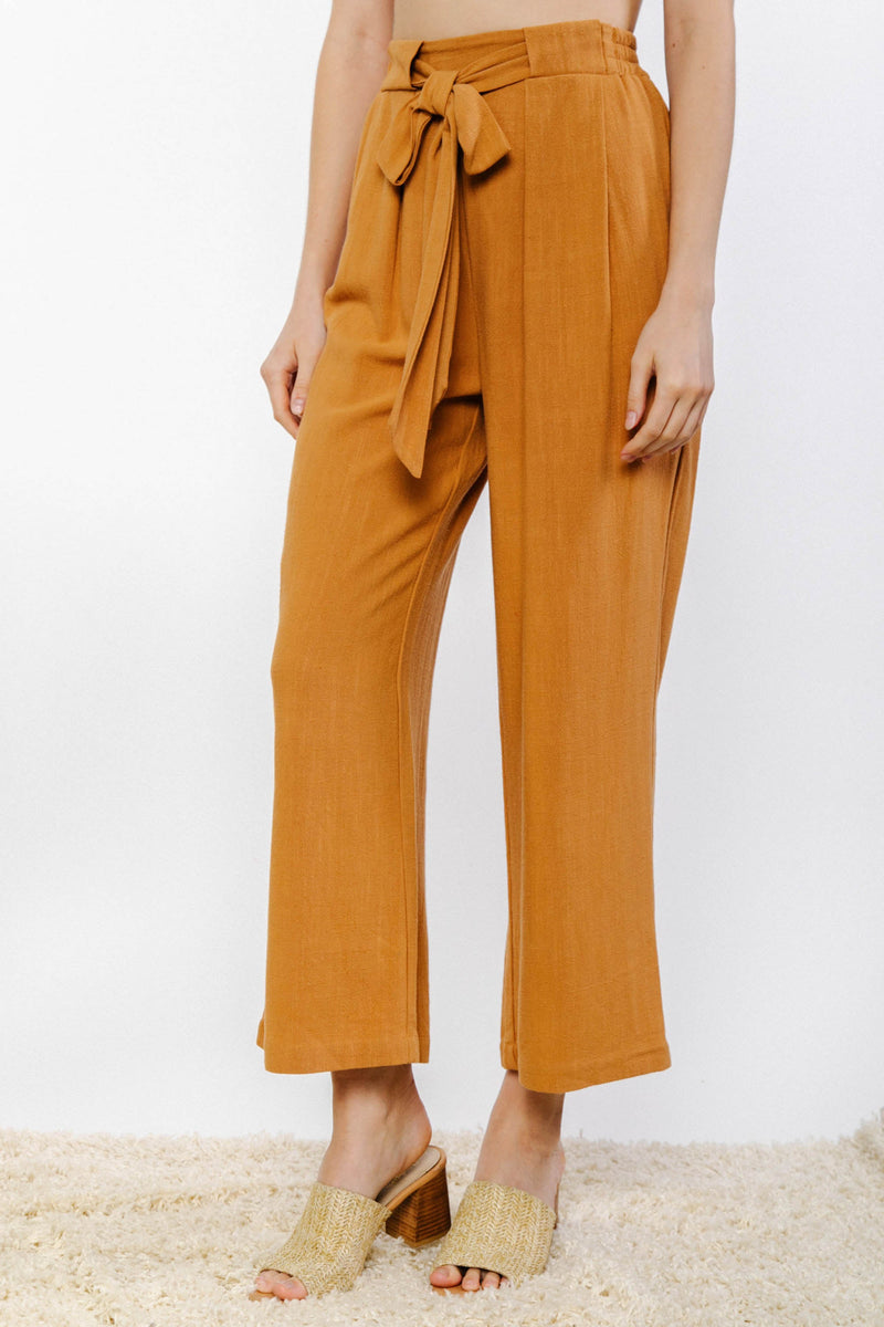High Waist Linen Pants Orange