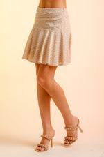 Irregular dotted printed flare mini skirt