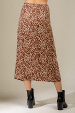 Front ruched detail leopard midi skirt