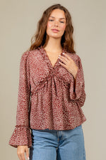 Leopard printed ruffled blouse
