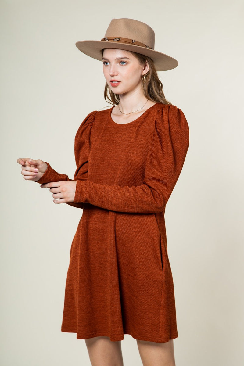 Soft ribbed knit swing mini dress