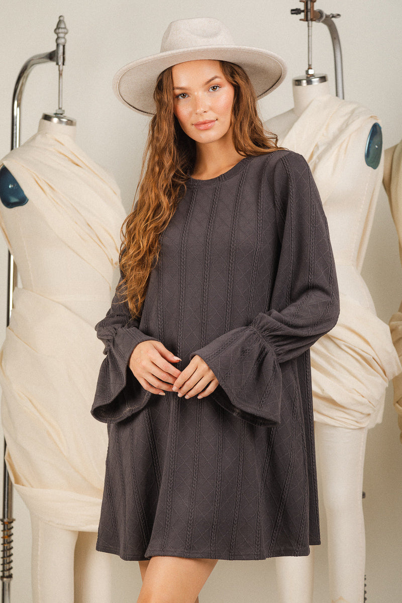 Cable knit solid comfy dress