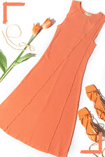 Sleeveless Exposed Seam Rib Knit Midi Dress