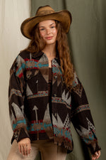 Aztec pattern collared casual jacket