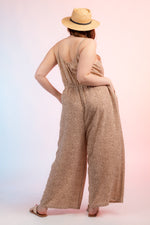 PLUS SIZE Sleeveless Printed Woven Wide Leg Cami Jumpsuit