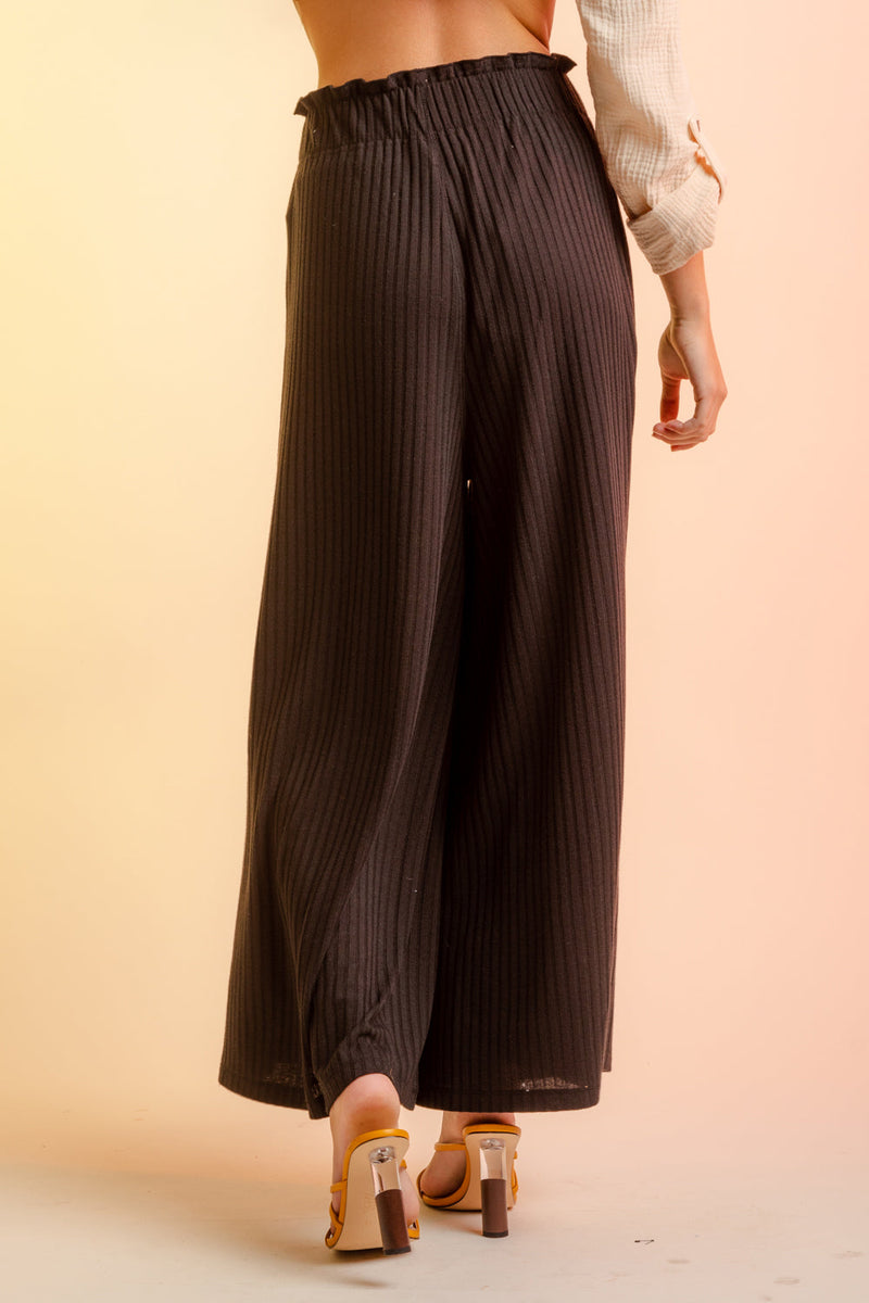 High Waisted Rib Wide Leg Pants with Pockets – Movint New York