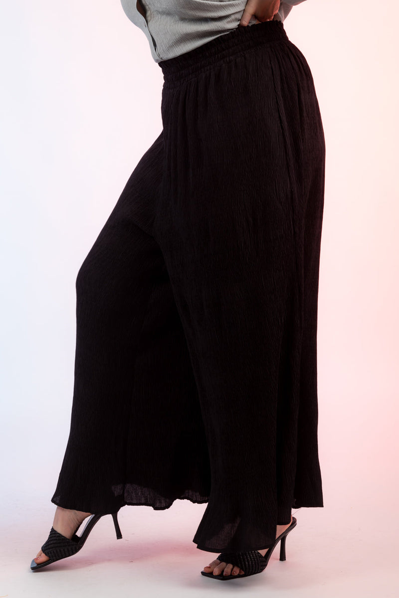 Pants Black Wide Leg Waist Band Palazzo With Side Pockets Cosy