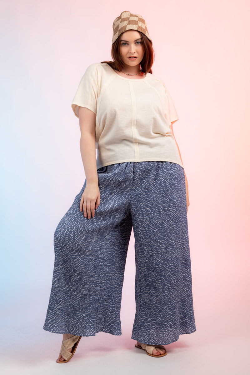 PLUS SIZE High-Waist Crinkled Wide Leg Pants with Pockets – Movint