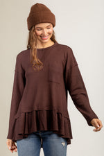 Solid soft waffle knit tunic top