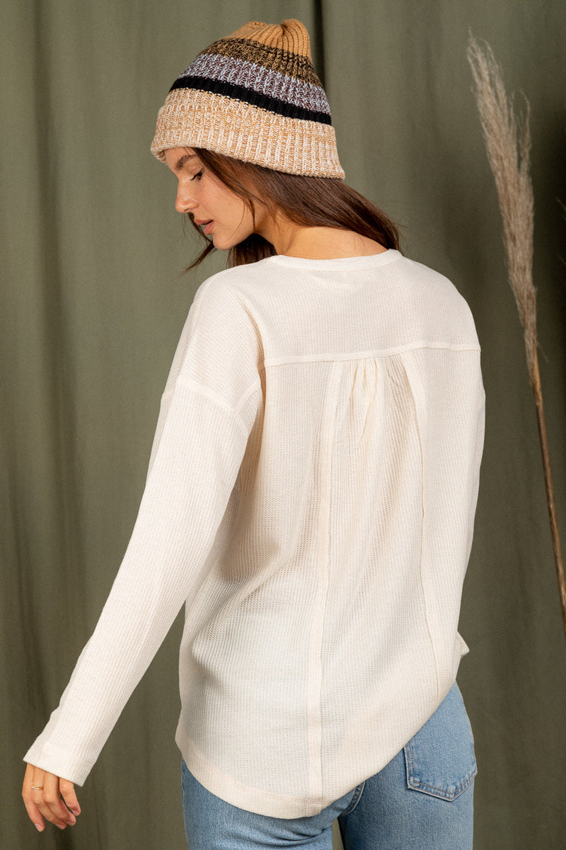 Casual comfy waffle knit top