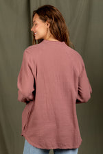 Frayed hem solid cotton shirt top
