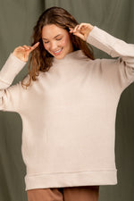 High neck ribbed solid knit top