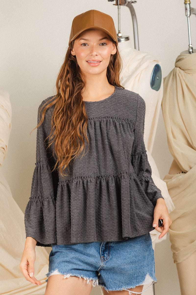 Tiered solid woven top
