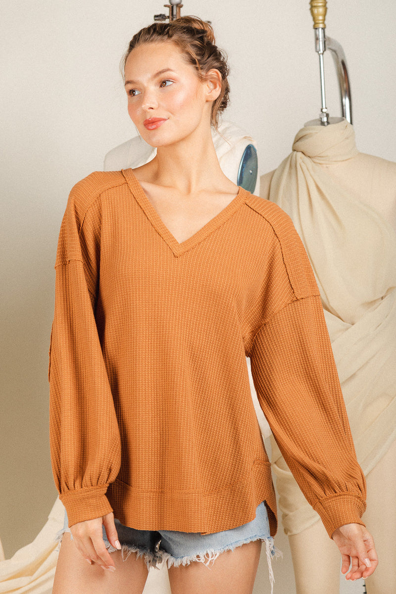 Elbow patched casual knit top