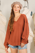 Elbow patched casual knit top
