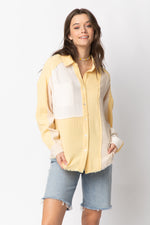 Long Sleeve Color Blocked Button Down Shirt