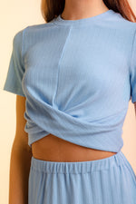 2-Piece Set Short Sleeve Crop Top & Skirt