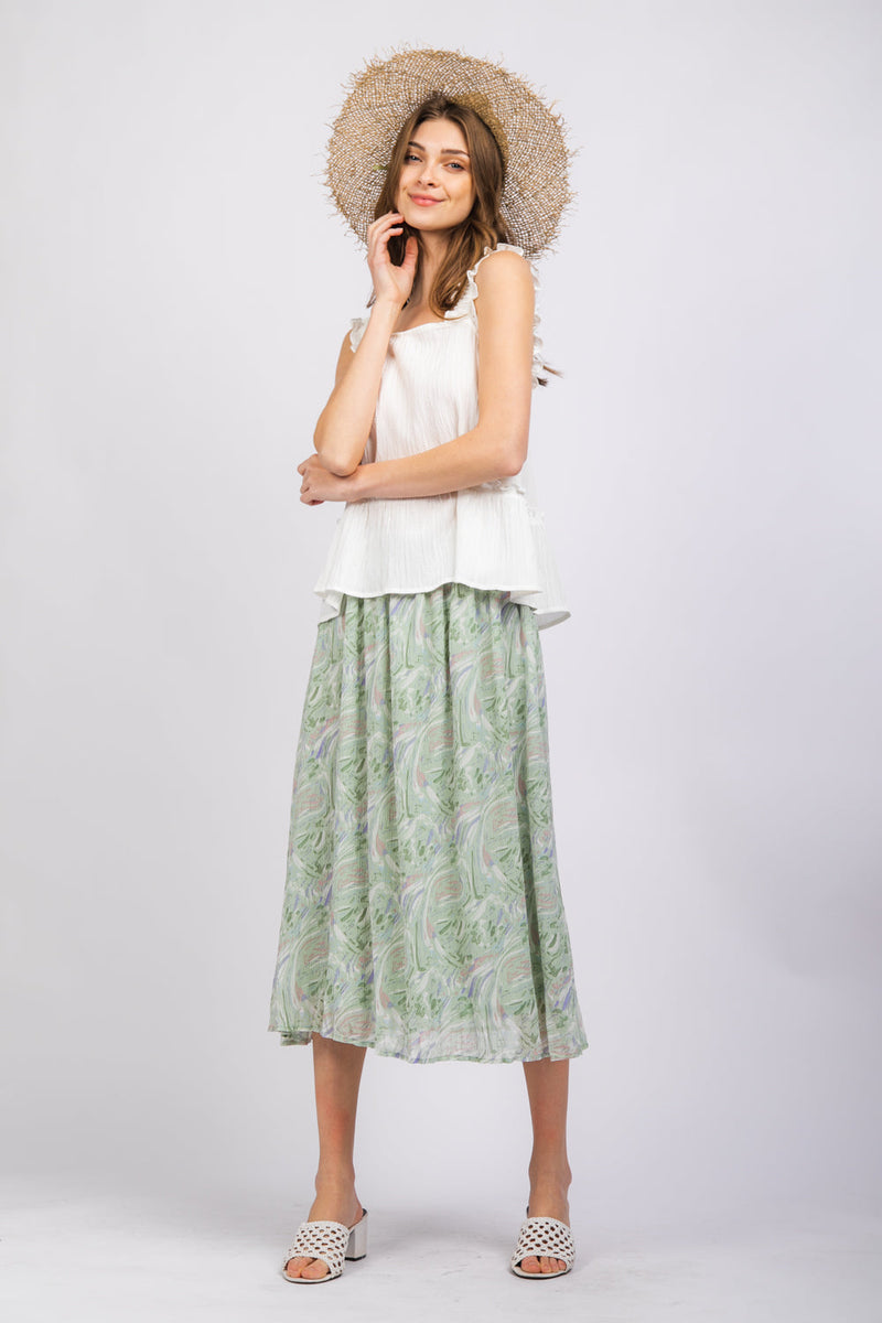 Bandana printed pleated midi skirt