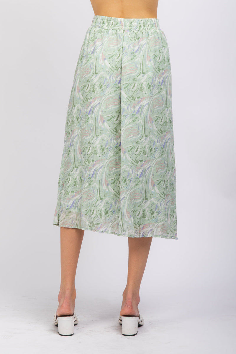 Bandana printed pleated midi skirt